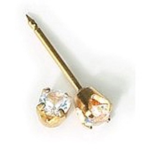 INVERNESS 24K Gold Plate Birthstone Gems 3mm Piercing Earrings April Crystal 84C or 84E