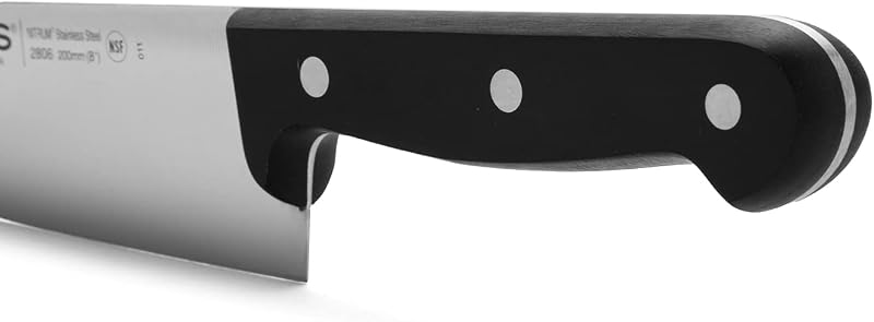 Küchenmesser aus Edelstahl mit Klinge von 200 mm - Chefmesser für Fleisch, Fisch, Geflügel, Obst und Gemüse - Ergonomischer Griff aus Polyoxymethylen, Serie Universal, Farbe Schwarz