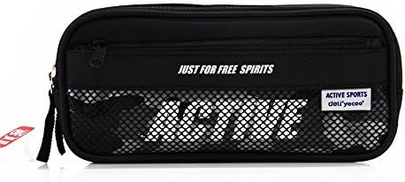 Durable Pencil Bag Pencil Case Storage stationery pen Bag for School &amp; Office Multi-purpose Pouch For Student working/people (Various Pattern Can Choose) (Sport Active Black)