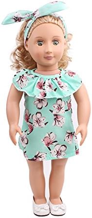 Joykith Toy 18 inch Girl Doll Clothing for 18in Dolls Headband and Skirt Summer Outfits for 18 Inch Our Generation Girl's Doll The United States Girls Doll Accessory Clothes (Green)
