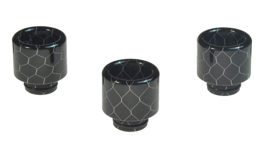 Armerah Snakeskin 510 Drip Tip eCig Mouthpiece Short/Big Epoxy Resin 3 Pack Black