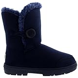Womens Single Button Fully Fur Lined Waterproof Winter Snow Boots