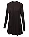 Made By Johnny MBJ WT991 Womens Round Neck Long Sleeve Pleats Detail Tunic Top XXXL Brown