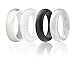 ROQ Silicone Rubber Wedding Ring for Women, Dome Solid Glitter & Metallic, Breathable Silicone Wedding Band,5.5mm Wide 2mm Thick, 4 Pack, White, White with Glitter Silver, Black, Silver, Size 8