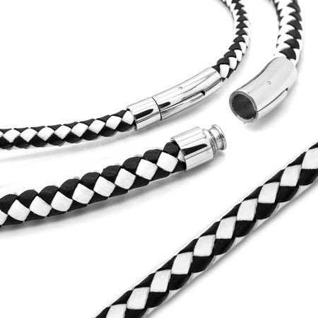 SoulCats®geflochtene Lederkette mit Edelstahl Hebeldruckverschluss schwarz braun Leder