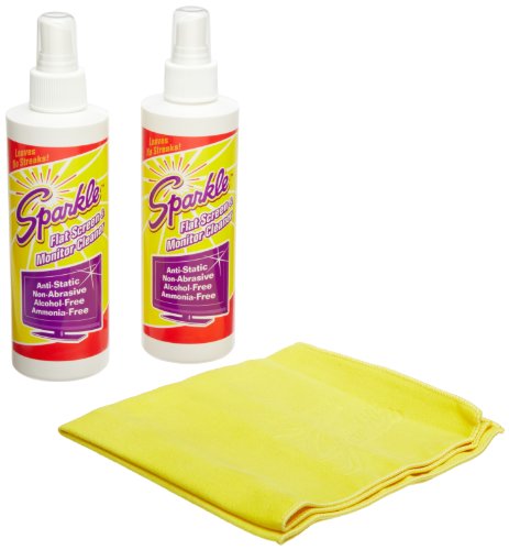 A J Funk & Co 50128 Sparkle Flat Screen/Monitor Cleaner Combo Pack, (2) 8-Ounce Bottles with Microfiber Shammy Cloth (Case of 6)