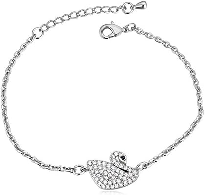 Sharefashion Peaceful as Swan AAA Grade Micro Inlays Zircon Bracelet (White)