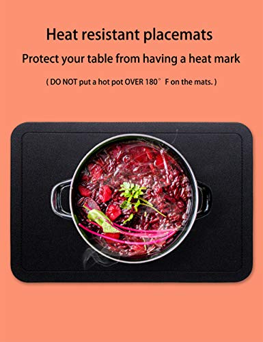 Alpiriral Dining PlaceMats Heat Resistant PlaceMats Easy to Wipe Off Scrub Vinyl Place Mats Washable Table Mats Protect A Table from Messes & with A Nice Looking (Black, Set of 4)