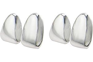 ERKIES 2 Pcs 18K Gold Plated Double Tooth Cap Hip Hop Teeth Grillz Vampire Fangs Grills Set for Men and Women Rapper Cosplay Costume