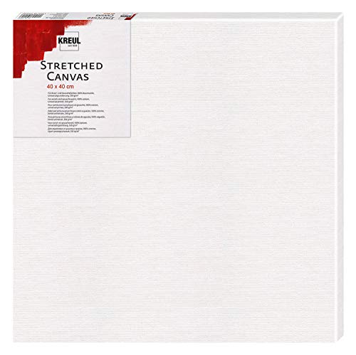 KREUL 594040 Stretched Canvas 40 x 40 cm Beginner Quality Ideal for Acrylic and Gouache Paints, Cotton Canvas 4 Layers Primed