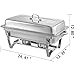 Mophorn Full Size Rectangular Chafers for Catering Buffet Warmer Set with Folding Frame, 8 Quart, Stainless Steel