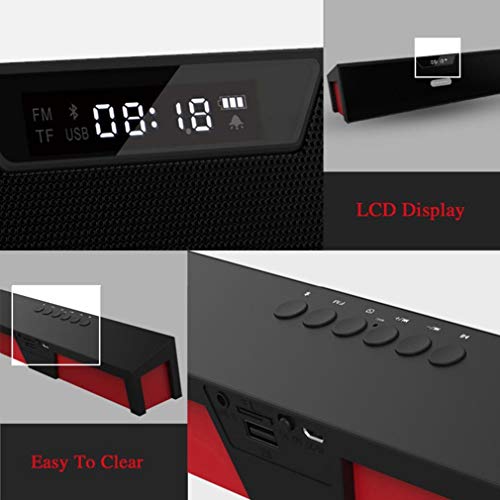 Simoner Portable Bluetooth Speakers with Alarm Clock, Super Bass Wireless Stereo Music- LCD Time Display/FM Radio/Built-in Mic (Black) - Thumbnail 5