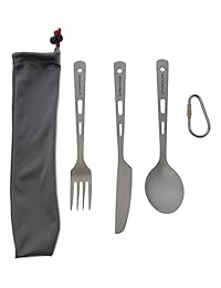 Valtcan 3 piezas titanio camping planas tenedor cu
