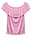 ICOOLTECH Women's Off Shoulder Boho Shirt Loose Blouses Casual Crop Tops (XL(US 8-10), Pink)