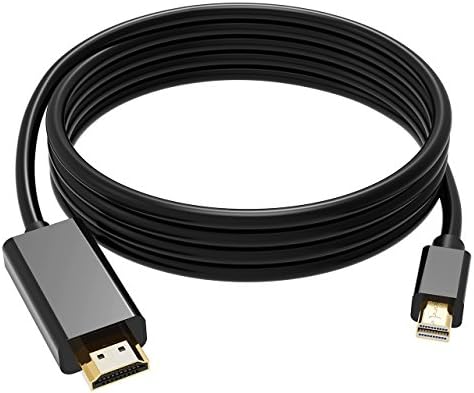 Cablor Mini DisplayPort to HDMI Cable Gold Plated Mini DisplayPort (Thunderbolt Port Compatible) to HDMI HDTV Cable 6ft Black