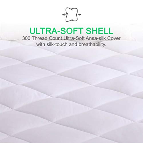 APSMILE King Size Mattress Pad Cover Quilted Fitted 8-18" Deep Pocket ClimaLoft Balance Down Alternative Cooling Mattress Topper - Thumbnail 6