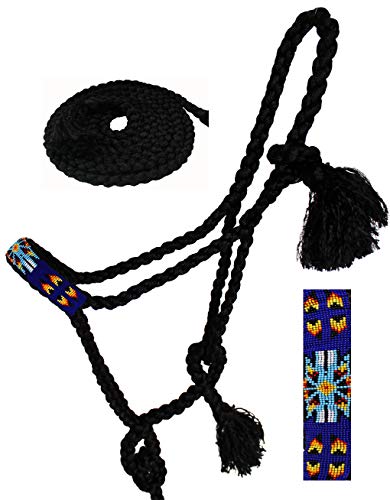 CHALLENGER Nylon Horse Western Rope Braided Halter Lead w/Beaded Noseband 606RT25