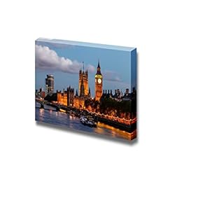 Big Ben and Westminster Bridge in The Evening London United Kingdom - Canvas Art Wall Art - 12" x 18"