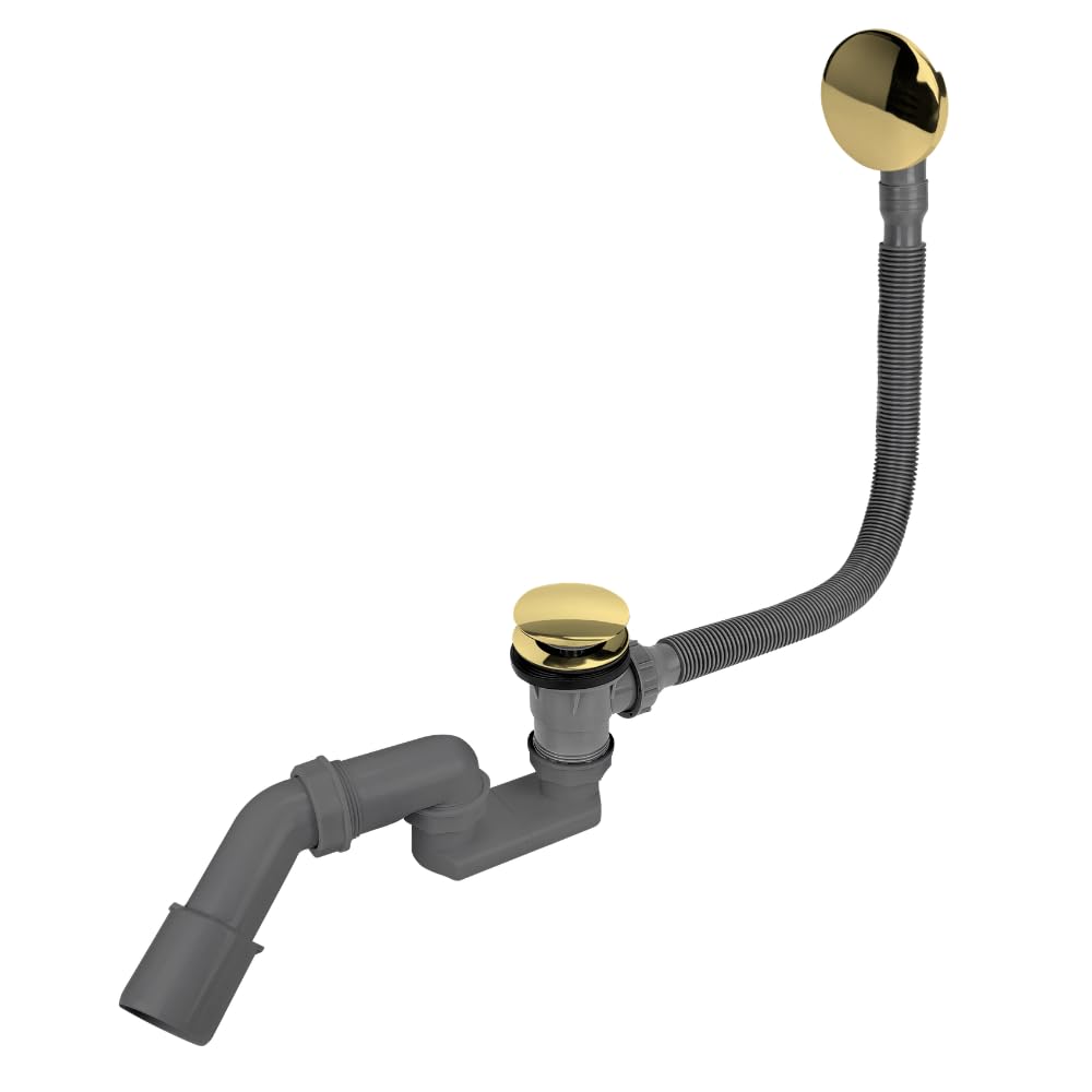 Gold Colour Finished Bathtub Drain Waste Bath Long Flexible Siphon Bathroom