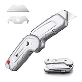 ORIENTOOLS Folding Pocket Utility Knife, Heavy Duty Box Cutter with Belt Clip, Hook Blade and Carpet Blade, Lock-Back Design, and Rust-Proof Zinc Alloy Body