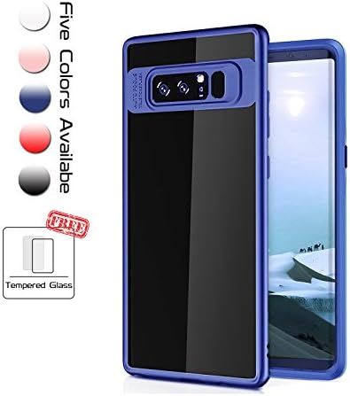 KingLeChange Samsung Galaxy Note 8 Case [with FREE Tempered Glass Screen Protector] Ultra Slim Protective Cover Lightweight Shockproof for Samsung Note 8 (Navy Blue)