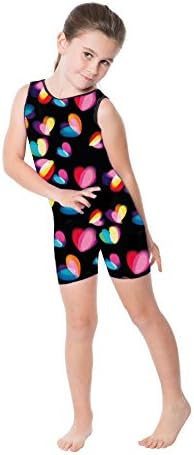 Delicate Illusions Girls Gymnastics Sleeveless Tank Biketard Unitard Shortall Outfit Apparel XL (10-11 yrs) Firefly