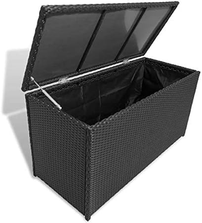 BNT Flamingo Caja de almacenaje jardín ratán sintético Negro 120x50x60 cm: Amazon.es: Hogar