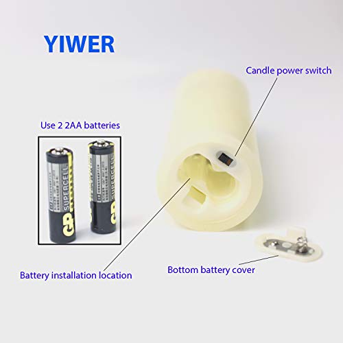 YIWER Flameless Candles, Φ 2.2"x H 5.5''/6"/6.5"/7''/8''/9''Set of 9 Real Wax Not Plastic Pillars, 10-Key Remote Control with 2/4/6/8-hours Timer Function, 300+ Hours (9, Ivory) - Thumbnail 2