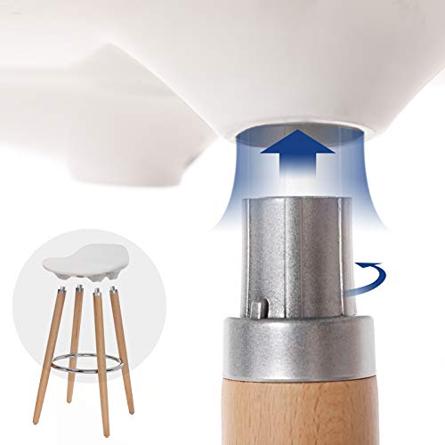 SONGMICS 2er-Set Barhocker Sitzhöhe 73 cm Tresenhocker Beine aus Buche Sitzschale aus Kunststoff Weiß LJB20W – Bild 8