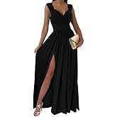 Dokotoo Womens 2026 Formal Dresses Wrap V-Neck Ruched Sexy Bridesmaid Wedding Guest Maxi Dresses