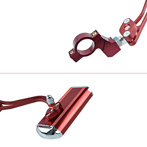 ELCYCO Bicycle Bike Mirror Handlebar Mount Aluminum Bike Rearview Mirrors Adjustable & Rotatable 360 Degree Handlebar Mount Glass Mirror (Red) - Thumbnail 4