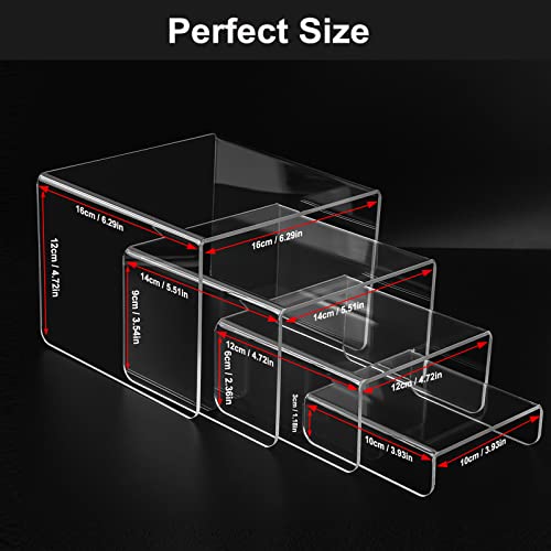 MerryNine 8 PCS Acrylic Risers for Display, 4-Tier Clear Display Stand Risers, multifunction acrylic transparent Pop stand for Cupcakes, Figures, cosmetics, Collectibles Display (Square)