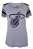 NBA Miami Heat Women's T-Shirt Box Out Varsity Stripe Tee Shirt, Medium, Gray