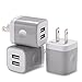 X-EDITION USB Wall Charger, Dual USB 2.1Amp Plug Wall Charger Power Adapter Charging Block Cube for iPhone 8/7/6 Plus X, iPad, Samsung Galaxy S5/S6/S7 Edge, LG, Nexus, HTC, Motorola (Gray) 3-Pack