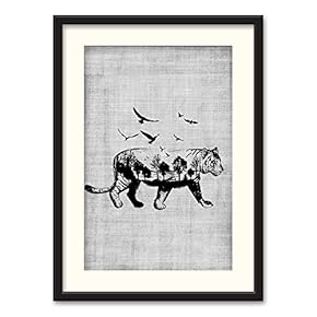 Black Paper Framed Canvas Wall Art for Living Room, Bedroom Beasts Black and White Canvas Prints for Home Decoration Ready to Hanging - 23x31 inches