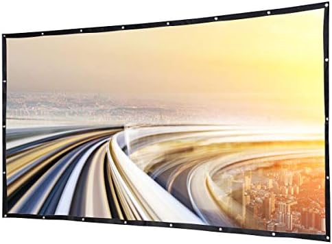 Safstar Portable 120 inch Projector Screen 16:9 HD Foldable PVC Indoor Outdoor Movie Screen for Home Theater Projection Cinema (Installed with Metal Holes)