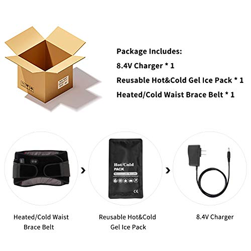 Heated/Cold Waist Brace Belt Reusable Heat/Ice Pack, Far Infrared