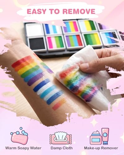 Lictin Pintura Facial y Corporal - 39 Colores, Pintura Corporal Segura e Hipoalergénica Lavable para Halloween, Cumpleaños, LGBTQ+, Pride, Mundial de Fútbol 2026 y Gran Regalo
