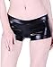 HDE Women's Shiny Metallic Booty Shorts Liquid Wet Look Hot Pants Dance Bottoms,Black,Small