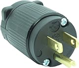 Journeyman-Pro 515PV 15 Amp 120-125 Volt, NEMA 5-15P, 2Pole 3Wire, Straight Blade, Male Plug Replacement Cord Outlet, Commercial Grade PVC Black (BLACK 1-PACK)