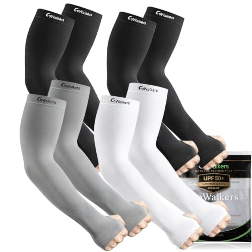 4 Pares Mangas para Brazos UV Hombre y Mujer, Mangas de Compresión UPF 50+, Seda de Hielo Transpirables para Running, Ciclismo y Deportes