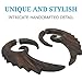 UMBRELLALABORATORY Tribal Organics Earrings Wooden Tropical Feathered Style Fake Gauges
