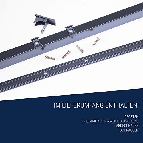 HORI® Doppelstabmattenzaun Komplettset I je 200 cm Mattenzaun I verschiedene Längen und Höhen – wahlweise mit Abdeckschiene oder Klemmhalter I Anthrazit,Grau RAL 7016 I Höhe 103 cm I Länge 4 m – Bild 7