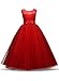 Maxi Long Floor Length Elegant Flower Girls Dresses for Wedding Birthday Pageant Prom Party Dresses Sleeveless Girl Dress Special Occasion Tops Lace Sundresses Size 13 14 7-16 (Red, 170)