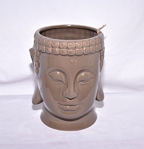 New 6.5" Buddha Face Ceramic Decorative Planter Plant Pot (Taupe Buddha Face)