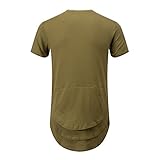OLRIK Mens Fishtail Multi Fold Curved Hem Side Zipper Short Sleeve Longline T shirt