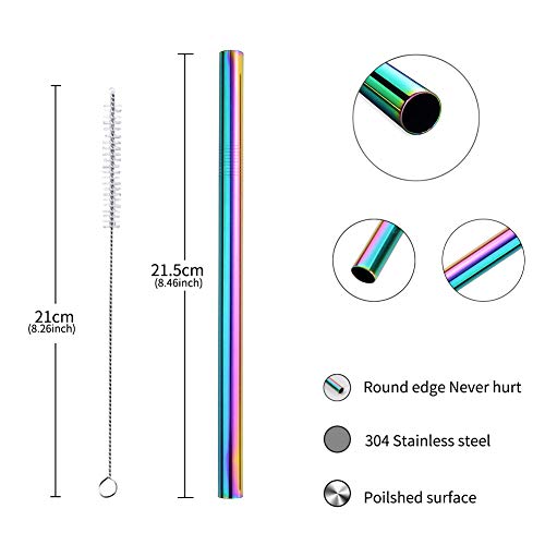 AF-WAN Wiederverwendbare Metall Trinkhalme 4 Sets, Bunte Metall-Strohhalme, Edelstahl Boba Strohhalme, Wiederverwendbare… – Bild 3