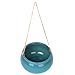 Mediterranean Style Round Cerulean Succulent Hanging Planter Pot with Twisted Jute Twine Rope