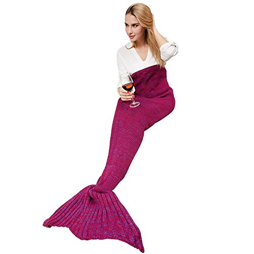 UPC 762360523222, TOLOCO Mermaid Tail Blanket, Crochet Sleeping Bags for Adults, Dark Red