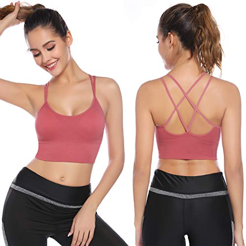 Sykooria sportbeha voor dames gevoerde beha Geen stalen ring met kruis terug ontwerp push-up bh sportbeha top voor yoga… - Image 5